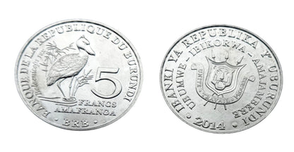 Burundi 5 franków Trzewikodziób 2014